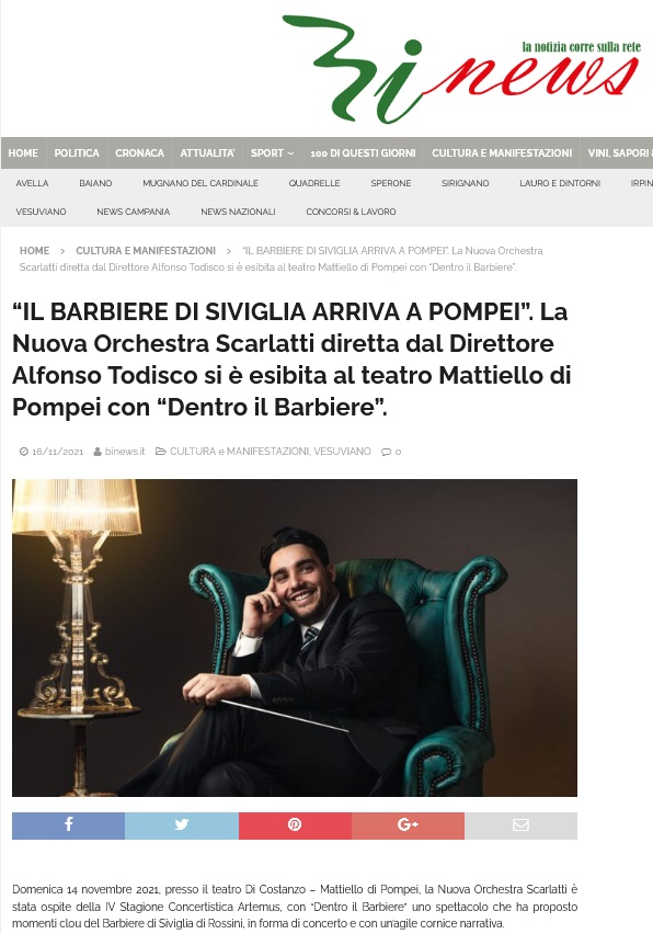 IL BARBIERE DI SIVIGLIA ARRIVA A POMPEI-La Nuova Orchestra Scarlatti