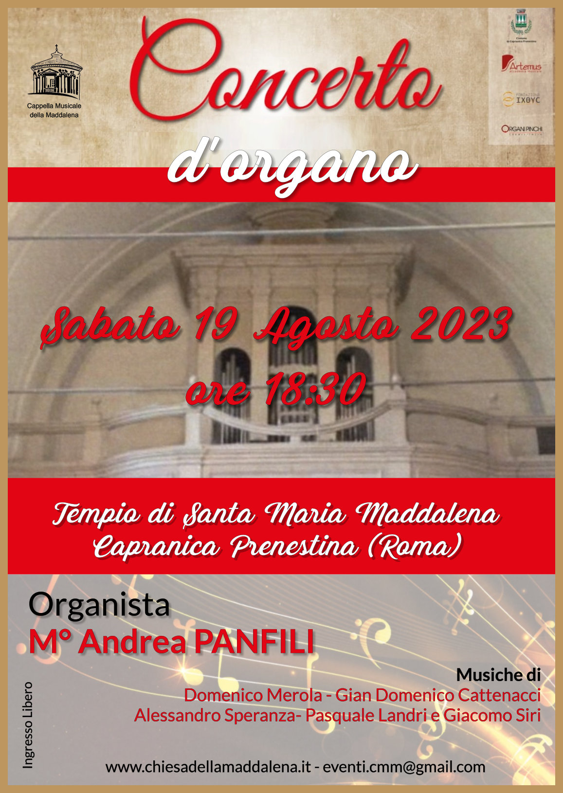 Concerto Organo 19 Agosto 2023