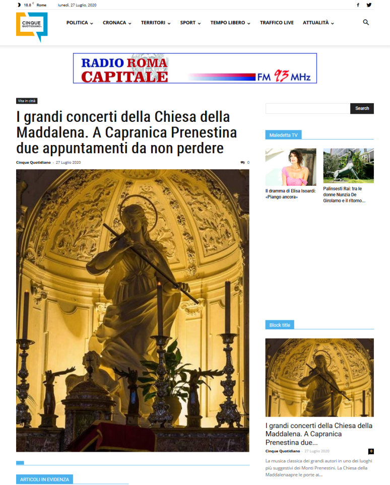 Rassegna Stampa - Cinque quotidiano 27-07-2020
