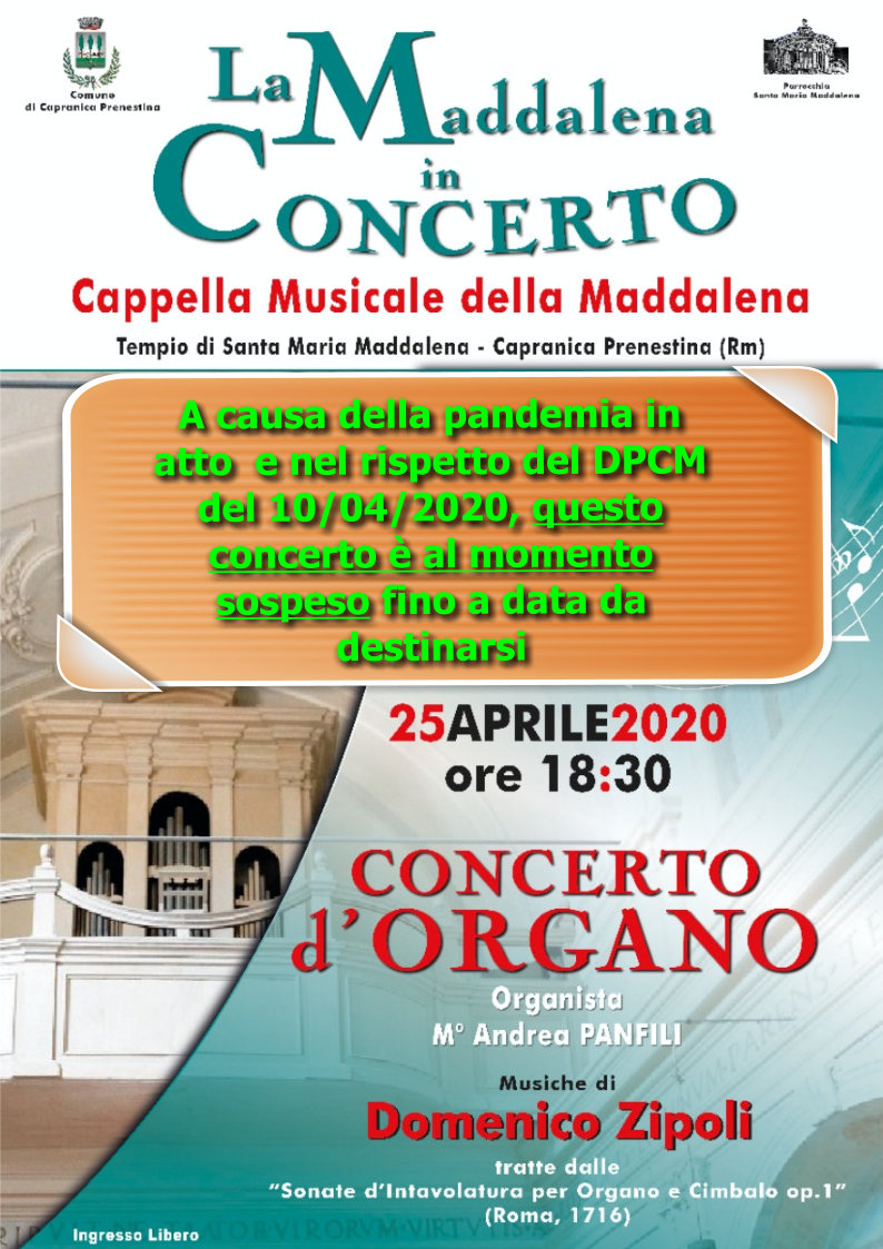 Sospensione Concerto 25-04-2020