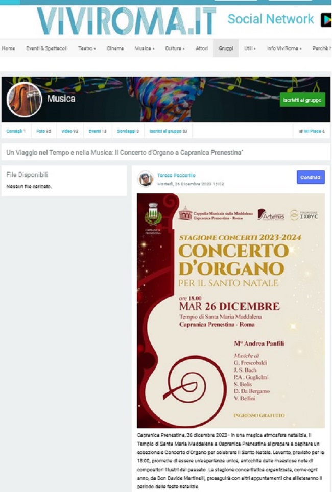 Viviroma concerto organo 26 12 2023